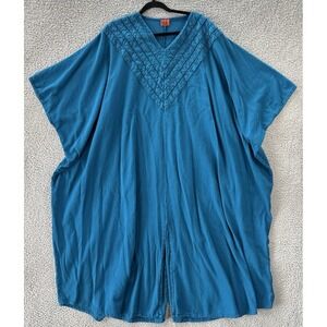 Oh My Gauze Hostess Kaftan‎ Dress Womens One Size Blue 100% Cotton Resort